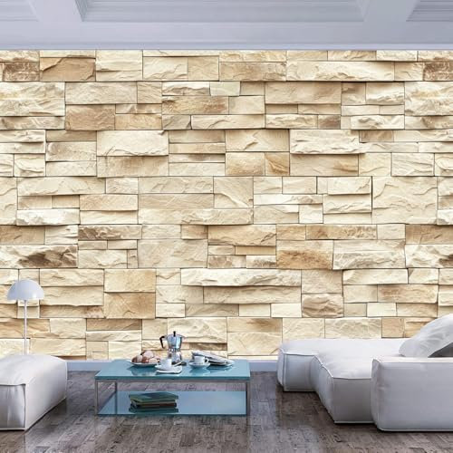 JIAOQSS Papier Peint 3D Panoramique Carrelage en marbre beige Grandes Murales Poster pour Salon, Adulte Chambre d'enfants Décoration