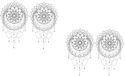 SHINEOFI 2sets Mandala Flower Wall Stickers Self Adhesive Dark Academia Decor Creative Floral Wall Decor for Bedroom Peel Stick Without Tools 2pcs*2