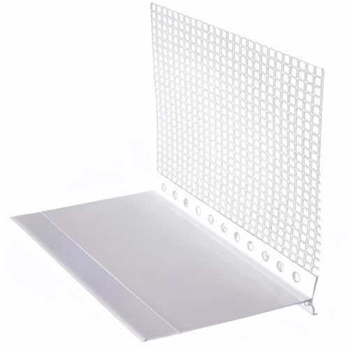 doitBau Sockelkantenprofil – WDVS Tropfkantenprofil – tropfsichere Hart-PVC Kante mit Gewebestreifen – Wanne 100 mm, Länge je Stab 2 m, Set 20 Stäbe = 40 m, wärmebrückenfrei, Renovierung, Neubau