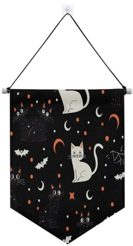 Boo Cat Halloween-Dekoration, Banner zum Aufhängen mit Teleskopstange, lustige Banner für Zimmer, Party, Banner und Dekorationen für Büro, Schule, Klassenzimmer, Schlafsaal, Zuhause