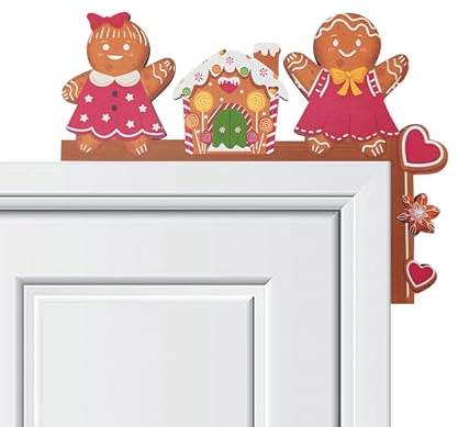 ZHAOCAI Türdeko Weihnachten, Corner Door Frame Weihnachtsdeko Holz, Süßes Kleines Mannbild Weinachtsdekorationen, Aufhängen am Türrahmen Weihnachtsdeko Innen. (1, Lebkuchenmann)