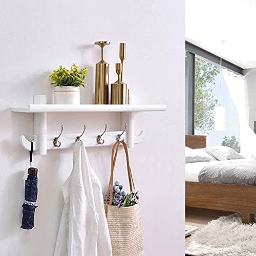 ZXQUEGF Kleiderhaken mit Regal, Holz-Kleiderhaken, Kleiderständer, Kleiderbügel, Hutablage für Eingangsbereich, Küche, Badezimmer, Garderobenständer, Wandmontage