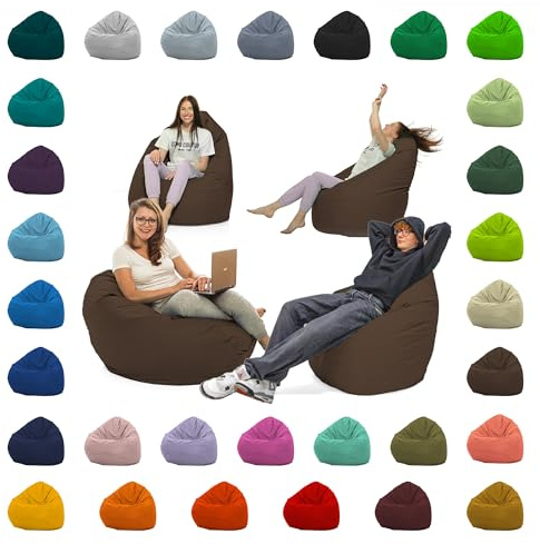 GlückBean Sitzsack XXL – Beanbag für Kinder & Erwachsene – In & Outdoor geeignet – Wasserabweisend & pflegeleicht – Gefüllt mit hochwertigen EPS-Perlen – Ideal zum Gaming & Entspannen (Braun, XL)