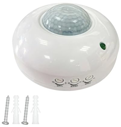 Sensor de Movimiento PIR de Montaje en Techo de 220-240V, Detector de Movimiento de Alta Sensibilidad para Luz, Sensor de Movimiento Ajustable con Rango de Detección de 6 m y 360° para Uso Interior