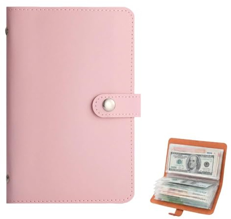 Money Saving Wallet,Savings Challenge Book for Couples,Money Saving Wallets for Cash UK,Saving Notebook & Binder 100 Envelopes Saving Challenge UK (Pink)