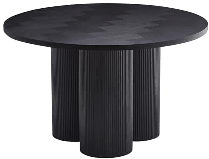 Esstisch BABYLON 120cm - schwarz - Eichenholz - stabile Konstruktion Unikat | 4 Sitzplätze, hochwertig, langlebig, 150 kg Belastbarkeit, wohnlicher Look, modernes Design, eleganter Look