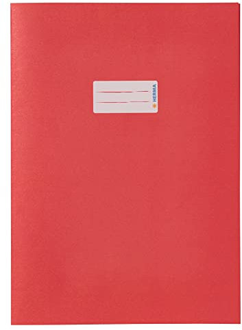 HERMA 5532 Heftumschläge A4 Papier Rot, 10 Stück, Hefthüllen mit Beschriftungsfeld aus extrem kräftigen Papier & satten Farben, Heftschoner Set für Schulhefte, farbig