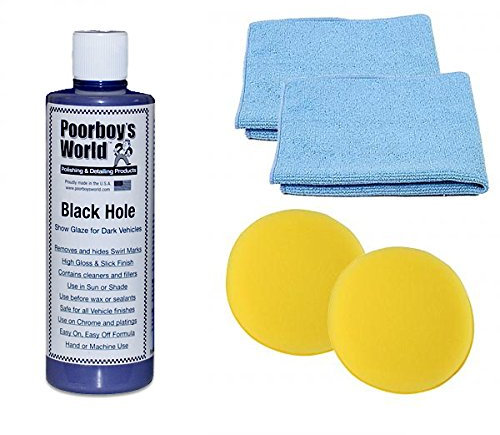 Poorboys Black Hole Show Glaze For Dark Cars 16oz With 2 Free Cloths & Pads