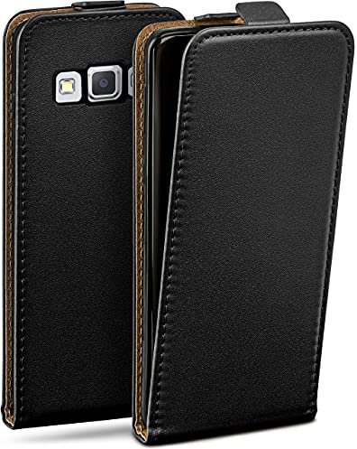 moex Flip Case für Samsung Galaxy A3 (2015) Hülle klappbar mit 360 Grad Schutz, Handyhülle mit Displayschutz, PU Leder Handytasche Lederhülle, Flip Case Cover Klapphülle, Schwarz