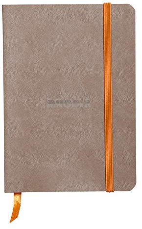 RHODIA 117304C - Soft Taupe Notebook - A6 - Lined - 144 pages - Clairefontaine Ivory Paper 90 g/m - Bookmark, Elastic Closure - Faux Leather Cover - Rhodiarama Collection