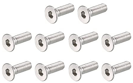 sourcing map sourcingmap® M3x10mm hexagonal de acero inoxidable 304 tornillos de cabeza plana avellanada 100PCS