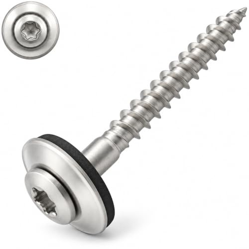 SC-Normteile 100 Stück Spenglerschrauben mit Dichtscheibe 15mm Torx 4,5x45 DIN 7995 Edelstahl A2 V2A