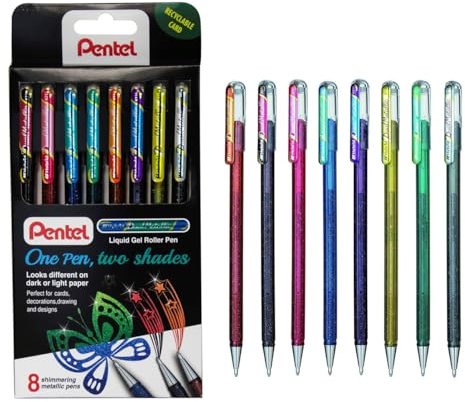 Pentel HYBRID Dual Metallic Gel-Tintenroller, (8 Stück)