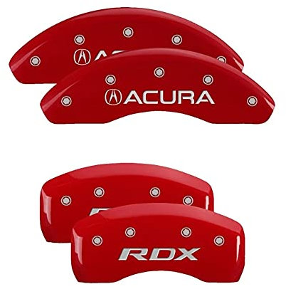 MGP Caliper Covers Bremssattelabdeckungen, kompatibel mit Acura RDX 2019–2025 (benötigt 45,7 cm + Räder), pulverbeschichtet, 4 Stück vorne und hinten (rot – Acura/RDX-Gravur)