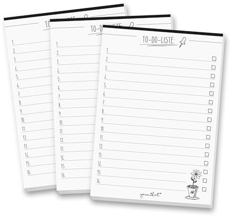 younikat 3er Set To-do Liste I DIN A6 I Tagesplaner Organizer Notiz-Block I zum Beschreiben, Abreißen und Abhaken I in schwarz weiß I dv438