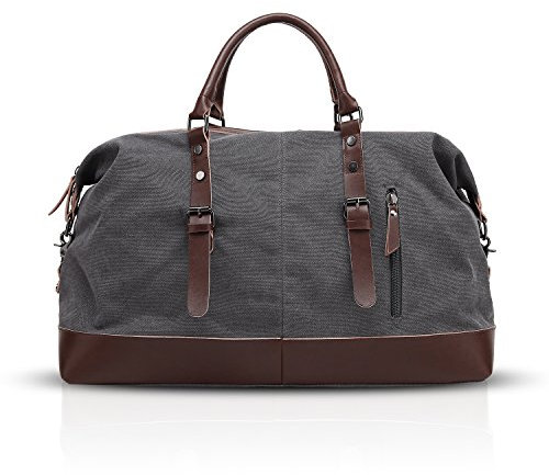 FANDARE Sporttasche Reisetasche Handgepäck Weekender für Damen Herren Multifunktion Umhängetasche Canvas Sporttasche Duffel Bag für Übernachtung Strandhandtasche Reisen Outdoor Camping Grau