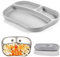 MiaMia Platos Silicona Bebe para Mesa y Trona, Plato blw, Plato de Harvard Niños, Plato Bebe Antivuelco, Plato Compartimentos para Lavavajillas y Microondas - Gris