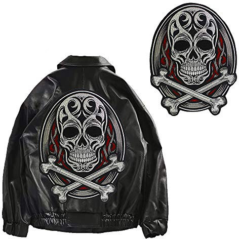 Embroidery Punk Skull Badges Patches DIY Iron on Men Jacket Back Applique