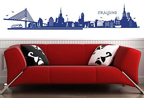 Skyline Stralsund Wandaufkleber 190 x 28cm koenigsblau