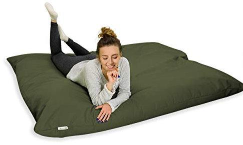Royal Schneider Sitzsack mit Füllung Sitzkissen Beanbag Indoor Outdoor XL- XXL Sessel für Kinder, 100x150cm, Olive - 300-18