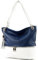 modamoda de - T143 - ital. Leder Schultertasche Umhängetasche, Farbe:Saphirblau/Weiß