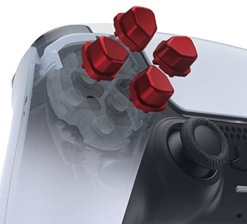 eXtremeRate Geteilte D-Pad Knöpfe(SDP-Tasten) für ps5 für ps4 Controller, Ergonomische Unabhängige Richtungstasten Aktionstasten Dpad Set für ps4 Slim Pro für ps5 Controller(Rot)