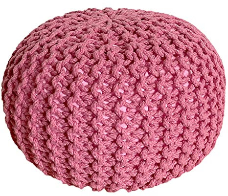 Ø 55 cm Sitzpouf Strickhocker Hocker Pool Garten Innen & Außen waschbar blass pink Pouf