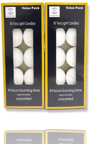 REQUISITE NEEDS Tea Light Candles Unscented 4 Hours Long Burn Night Candles Pack of 20