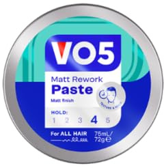 VO5 Rework Putty, 75ml | Reworkable Hold Matte Styling Product, Add Texture to Short & Medium Hair, Non-Greasy, No Flaking, Easy to Wash Out