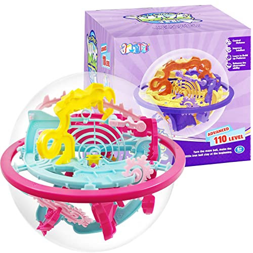 3D Maze Labyrinth Kugel, 3D Puzzle Ball mit 110 Level, Labyrinth Ball Spiel, Dreidimensionales Labyrinth Ball, 3D-Labyrinthspiel, Labyrinth Puzzle Ball Geschicklichkeitsspiel