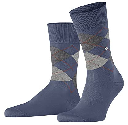 Burlington Herren Socken Manchester M So Baumwolle gemustert 1 Paar, Blau Jeans Melange 6274, 46-50