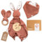 Mikito Baby Geschenk Set für Junge & Mädchen - Musselin Schnuffeltuch, Beißring, Lätzchen, Baby Holzschild - Zur Geburt