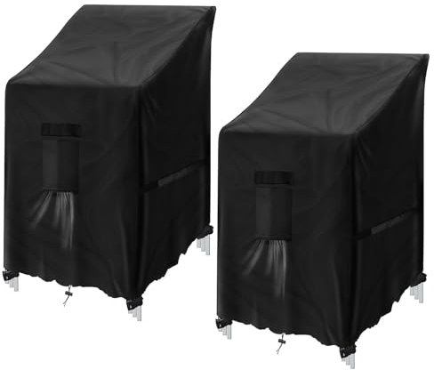 GARPROVM Schutzhülle für Gartenstühle 2 STK, Abdeckung für Stapelstühle Winterfest 91 x 71 x 120cm, Gartenstuhl Abdeckung wetterfest Stuhlabdeckung Wasserdicht Abdeckplane für Balkonstühle Sessel