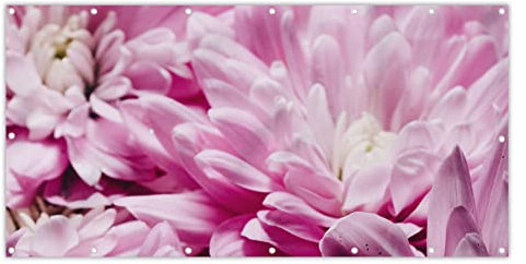 MuchoWow® Balkon Sichtschutz Sichtschutzmatte Balkonbanner Abdeckung für Terrasse Balkon Windschutz Blickdicht Wetterfest 200x110 cm Blumen - Rosa - Natur