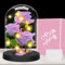 Regalo Mamma, Regalo di la Festa Della Mamma per Mamma Nonna, Fiore Rosa Regalo per Lei - 3 Rose di Seta Viola con Luce a LED in una Cupola di Vetro per Compleanno, Anniversario,Fiore Rosa Regalo