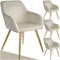 TecTake® Set of 4 Dining Chairs in Velvet Look with Gold Steel Legs, Thickly Padded Armchairs, Ergonomic Design & Easy Assembly - Ideal as Dining, Living Room, Bedroom & Desk Chairs - Cream/Gold