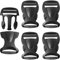 LUORNG 2.5 cm Schnalle, Schnellverschluss-Schnallen, 6 Stück, 25 mm, robuster Kunststoff, doppelt verstellbar, keine Näh-Clips, Druckknöpfe für Nylon-Gurtbänder, Rucksack, Bauchtasche, Schwarz, Large