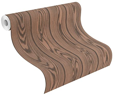 Rasch Tapete 499537 - Vliestapete in Dunkelbraun mit Holzoptik, Eiche, Holz-Maserung, Holz, Leisten, Struktur