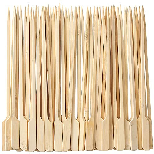 Wooden Bamboo Skewers for Kebabs, Cocktail Sticks, Barbeque Skewers, Party Food, Fondue, Fruit, Chocolate Fountains, Buffets, BBQ Accessories Indoor and Outdoor Dining: Paddle Style (15cm 6000 Pack)