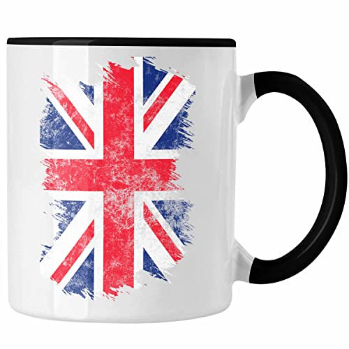 Trendation - Tasse England Flagge Geschenkidee Patrioten Fans Vereinigten Königreichs (Schwarz)