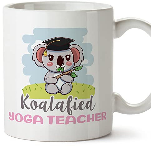 MUGFFINS Tazas para PROFESORA DE YOGA mujer - En Inglés - Koalafied - 11 oz / 330 ml - Regalo original y divertido