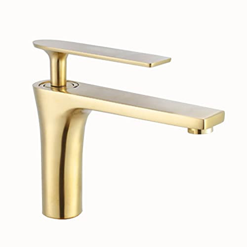 BiaoTeng Wasserhahn Bad Gold GebüRstet Armatur Aufsatzwaschbecken Einhebelmischer Waschbecken Messing Mischbatterie Waschbecken Messing,Gebürstetes Gold A