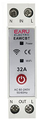 RANRAO WLAN 1P+N Intelligenter Energiezähler Schutzschalter Hutschiene für Smart Home Wireless Fernbedienung Schalter von Tuya/Smart Life APP, 20A