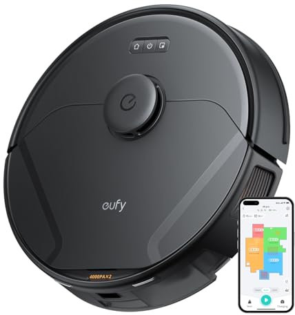 eufy X8 Pro Robot Vacuum Cleaner with Mop, Twin-Turbine™ 2× 4,000 Pa Powerful Suction, Active Detangling™ Roller Brush, and iPath™ Laser Navigation for Pet Hair Deep Cleaning on Carpet