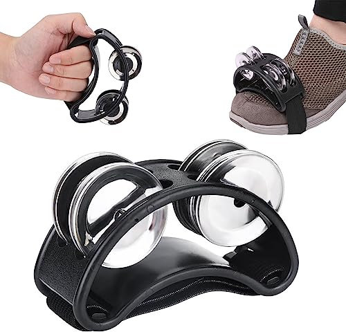 Norhogo Foot Tambourine Percussion Musical Instrument, Foot Tambourine with Stainless Steel Jingles Guitar Players, Musicians, Singers, Music Class, Bands and more - Black