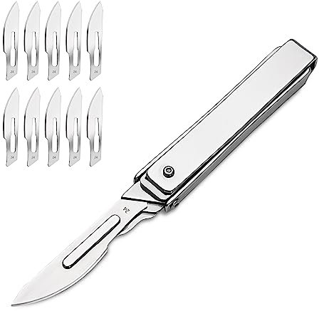 eiloszf Klappmesser Mini mit 10 auswechselbare Klingen Taschenmesser EDC für Camping Skalpell Schlüsselanhänger Outdoor Utility-Jagd Angeln