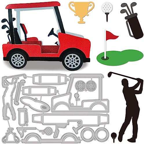 GLOBLELAND Golfwagen-Stanzformen Für DIY Scrapbooking Metall-Golf-Werkzeuge Sport-Stanzungen Prägeschablonen Vorlage Für Papierkarten Dekoration Album Basteln