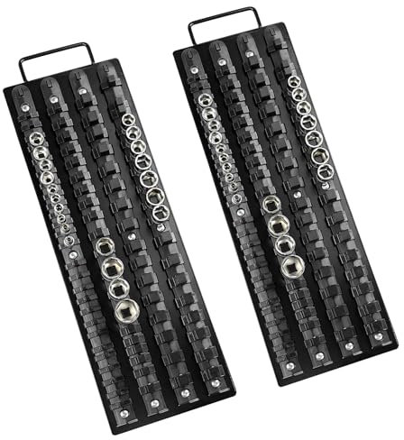 EACELIY Lot de 160 supports de douilles en ABS pour outils et douilles - 52 clips de 6,35 mm x 60 clips - 48 clips de 1,27 cm x 48 clips - douilles de qualité supérieure