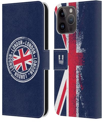 Head Case Designs Stempel Das Beste Von London Leder Brieftaschen Handyhülle Hülle Huelle kompatibel mit Apple iPhone 15 Pro Max