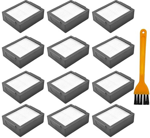 Nizirioo Confezione da 12 filtri di ricambio per iRobot Roomba i7 i3 i2 i1 i4 i6, filtro aria HEPA accessori di ricambio per iRobot Roomba con spazzola di pulizia